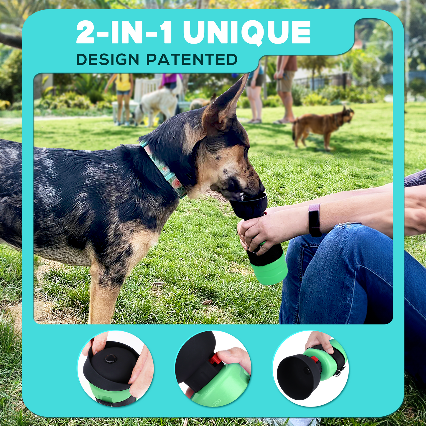 28oz Portable Dog Water Bottle Dispenser-3Gen-Green