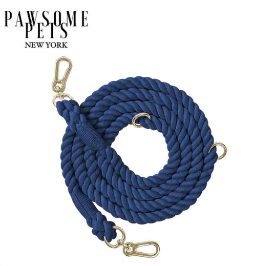 PAWSOME PETS Hands Free DOG ROPE LEASH - ROYAL BLUE