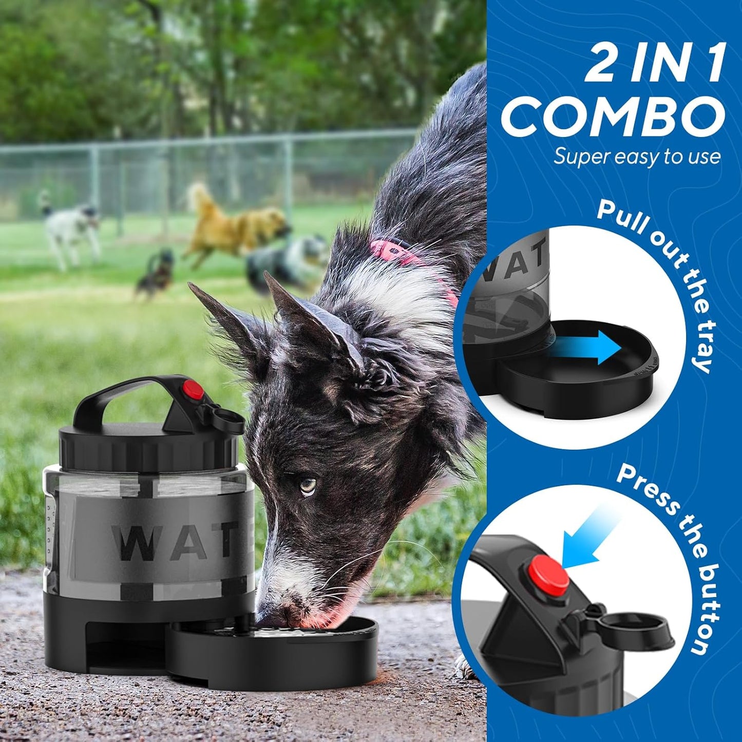 56oz Portable Large Dog Travel Water Bowl Dispenser
