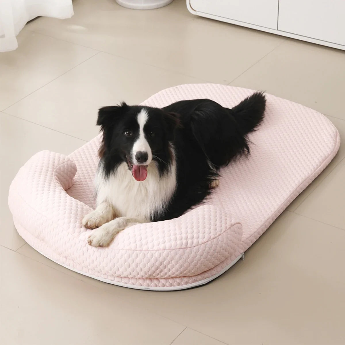 Breathable Large Dog Bed with Pillow Ice Silk Fabric